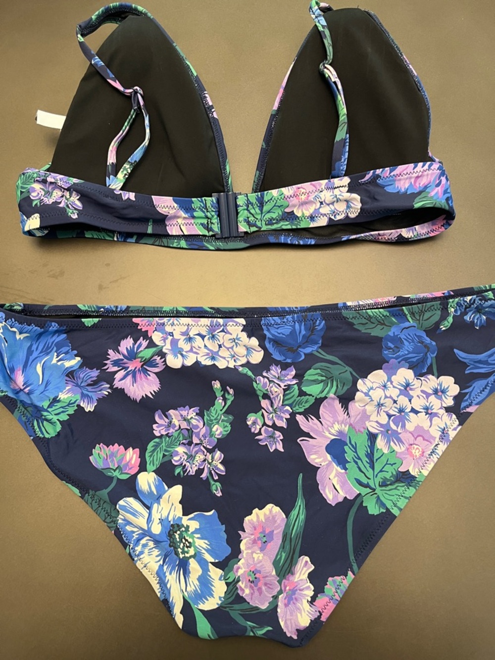 J. Crew Navy Purple Floral Bikini Size Large - Picture 4 of 4